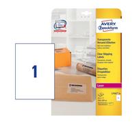 Avery Clear/Transparent 210 x 297 mm Self Adhesive Laser Parcel Labels - 1 Per P