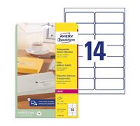 Avery Clear/Transparent 99.1 x 38.1 mm Self Adhesive Laser Address Labels - 14 P