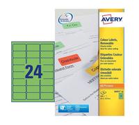 Avery Coloured Label 63.5x34mm 24 Per A4 Sheet Green (Pack 480 Labels) L6033-20