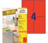 Avery Coloured Labels, Red, 105 x 148 mm - printer labels (Red, 105 x 148 mm, Se