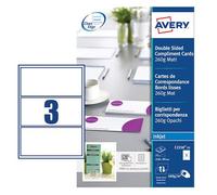 Avery Compliment Cards 210mm x 9 mm Inkjet Prints on Both Sides 75 Cards / 25 Sheets - C2358-25