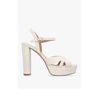 Avery Cream Leather Platform Heeled Sandals - Camel Leather / 38