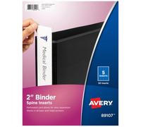 Avery Custom Binder Spine Inserts, 2"" Spine Width, 4 Inserts/Sheet, 5 Sheets/Pack