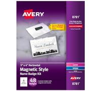 Avery Customizable Name Badges with Magnets, 3" x 4", Clear Name Tag Holders with White Printable Inserts, 48 Magnetic Name Badges (8781)