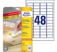 Avery Dennison Zweckform L4736REV-10 Universal Labels Re-Adhesive 10 Pages 45.7 x 21.2 mm White