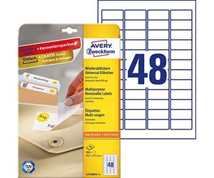 Avery Dennison Zweckform L4736REV-10 Universal Labels Re-Adhesive 10 Pages 45.7 x 21.2 mm White