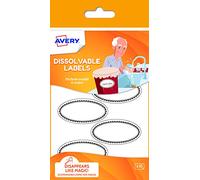 Avery Dissolvable, Wash Off Labels, 55 x 29 mm, 18 Labels Per Pack, White (with Black Decorative Edging)