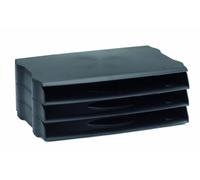 Avery DR800BLK Stackable DTR Eco Wide Entry Letter Tray, 347 x 129 x 232 mm, Set of 3 - Black