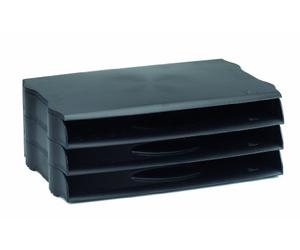 Avery DR800BLK Stackable DTR Eco Wide Entry Letter Tray, 347 x 129 x 232 mm, Set of 3 - Black