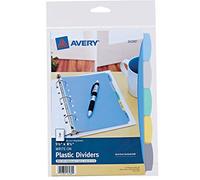 AVERY Durable Plastic 5-Tab Write & Erase Mini Dividers for 7 and 3 Ring Binders, Multicolor, 24 Sets (16180)