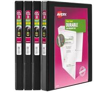 Avery Durable View 3 Ring Binder, 1/2 Inch Slant Rings, 4 Black Binders (05736)