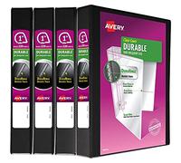 Avery Durable View 3 Ring Binder, 1 Inch Slant Rings, 4 Black Binders (05737)