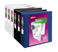 Avery Durable View 3 Ring Binder, 3" Slant Rings, Color (Black, Blue, White) Will Vary, 1 Binder (17048)
