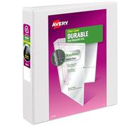 Avery Durable View 3 Ring Binder for Home, School Supplies, Office, or Organization Needs, 1.5" Slant Ring, 1 Pack White Binder. (17022)