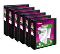Avery Durable View Binder, 2" Slant Rings, 500-Sheet Capacity, DuraHinge, Black, Case Pack of 6 (17031)