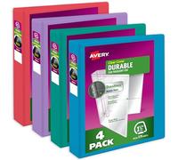 Avery Durable View Binder Multipack, 1.5 Inch 3 Ring Binder, Assorted Colors, 4 Pack (05687)