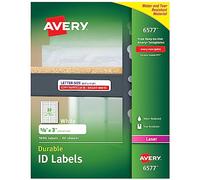 Avery Durable White Cover Up ID Labels for Laser Printers, 0.625" x 3", Pack of 1600 (6577)