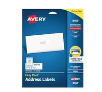 Avery Easy Peel 08160 Inkjet Address Labels White 1" x 2-5/8" (750 Labels)