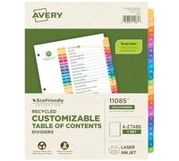 Avery EcoFriendly Recycled Dividers for 3 Ring Binders, A-Z Multicolor, 26 Tabs, Ready Index Customizable Table of Contents, 1 Set (11085)