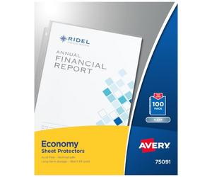 Avery Economy Clear Sheet Protectors, 8.5" x 11", Acid-Free, Archival Safe, Top Loading, 100ct (75091)