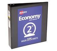 Avery Economy View 3 Ring Binder, 2" Round Rings, 1 Black Binder (05781)