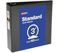 Avery Economy View 3 Ring Binder, 3" Round Rings, 1 Black Binder (05891)