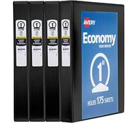 Avery Economy View Binder with 1-Inch Round Ring, Black, Pack of 4 (19203)