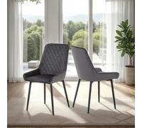 Seconique Dining Chairs Avery – Grey Velvet – Set of 2
