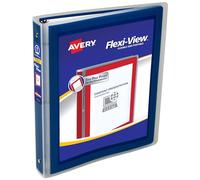 Avery Flexi-View 3 Ring Binder, 1 Inch Round Rings, 1 Navy Blue Binder (17685)