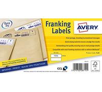 Avery Franking Labels FL08 - 100 Sheets, 2 Self-Adhesive Stickers per Sheet (200 Total), Laser Printer Compatible, Postage and Mailing Labels for Franking Machine