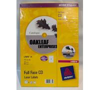 Avery Full Face CD/DVD Opaque Laser Labels 117mm Diameter 2 Per A4 Sheet White