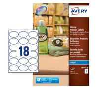 Avery Glossy Oval Labels, 64x42mm, Photo Finish 180 Labels/Pack (J8102-10)