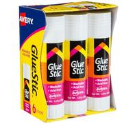 Avery Glue Stic - Washable, Non-Toxic Glue Sticks for Classroom, Crafting, and Office Use, 1.27 oz., Pack of 6, White (98073)