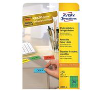 Avery L6033-20 Printable, customisable Removable Green Filing Labels, 24 Labels Per A4 Sheet, 63.5 x 33.9 mm