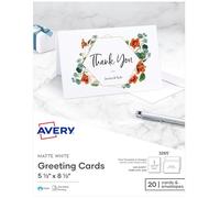 Avery Greeting Cards, Inkjet Printers, 20 Greeting Cards & Envelopes, 5.5 x 8.5, Folded (3265)