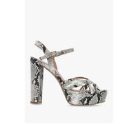 Avery Grey Reptile Leather Heeled Sandals - Beige Reptile / 39