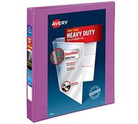 Avery Heavy-Duty 3 Ring Binder, 1 Inch Slant Rings, Orchid View Binder (79272)