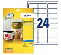 Avery Heavy Duty Labels Inkjet 24 per Sheet 63.5x33.9mm White Ref J4773-10 [240 Labels]
