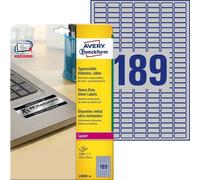 Avery Heavy Duty Labels Laser 189 per Sheet 25.4x10mm Silver Ref L6008-20
