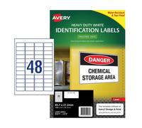 Avery Heavy Duty Laser Label Oil Dirt Resistant 45.7x21.2mm 25pk 48 Sheet