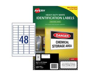 Avery Heavy Duty Laser Label Oil Dirt Resistant 45.7x21.2mm 25pk 48 Sheet