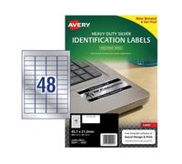 Avery Heavy Duty Laser Label Oil Dirt Water Resistant Tear Proof Silver 20pk