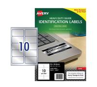 Avery Heavy Duty Laser Label Oil Dirt Water Resistant Tear Proof Silver 20pk