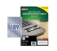 Avery Heavy Duty Laser Label Oil Dirt Water Resistant Tear Proof Silver 20pk