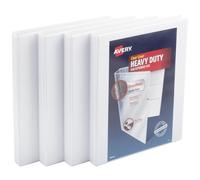 Avery Heavy Duty View 3 Ring Binder, 0.5" One Touch Slant Ring, Holds 8.5" x 11" Paper, 4 White Binders (79709)