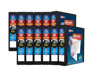 Avery Heavy Duty View 3 Ring Binder, 1.5" One Touch EZD Ring, Holds 8.5" x 11" Paper, 12 Black Binders (79695)