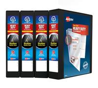 Avery Heavy Duty View 3 Ring Binder, 1.5"One Touch Slant Ring, Holds 8.5" x 11" Paper, 4 Black Binders (79870)