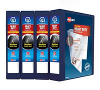 Avery Heavy Duty View 3 Ring Binder, 1.5" One Touch Slant Ring, Holds 8.5" x 11" Paper, 4 Navy Blue Binders (79871)