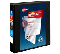 Avery Heavy-Duty View 3 Ring Binder, 1.5" One Touch Slant Rings, Holds 8.5" x 11" Paper, 1 Black Binder (05400)