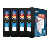 Avery Heavy Duty View 3 Ring Binder, 2" One Touch Slant Ring, Holds 8.5" x 11" Paper, 4 Black Binders (79872)